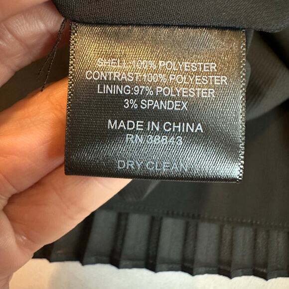 Sam Edelman Black Accordion Pleated, High Lo, Lined, Belted, Midi Dress- 2 - Picture 5 of 12